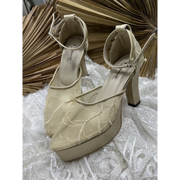 sepatu maury wanita sepatu wedding tali warna gold  tinggi 10cm