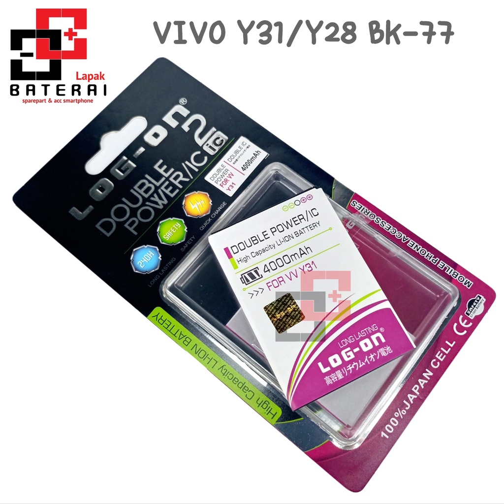 LOG - ON Baterai Vivo Y28 2014 BK-B77 Double IC protecion Battery Batre