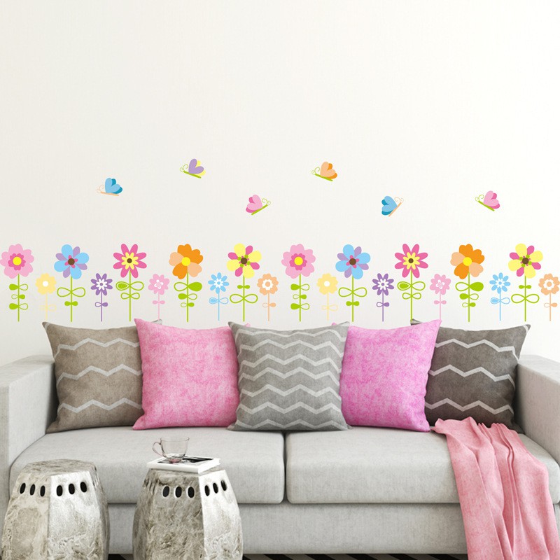 RELIZA WALL STICKER / STIKER DINDING BUNGA BUTTERFLY COLOUR FLOWERS JM8274