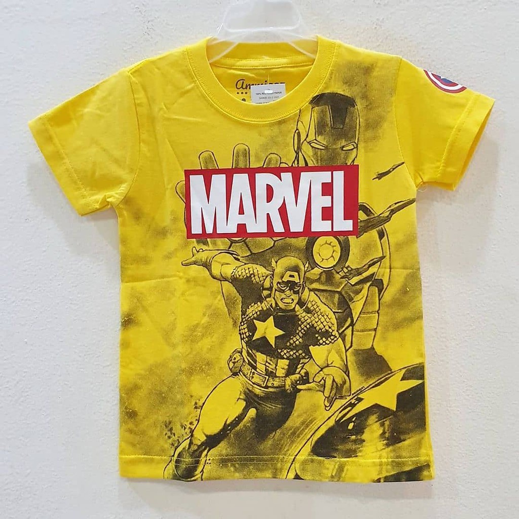 Baju Anak Laki Laki / Kaos Boy Ammigoz Kids Yellow Marvel