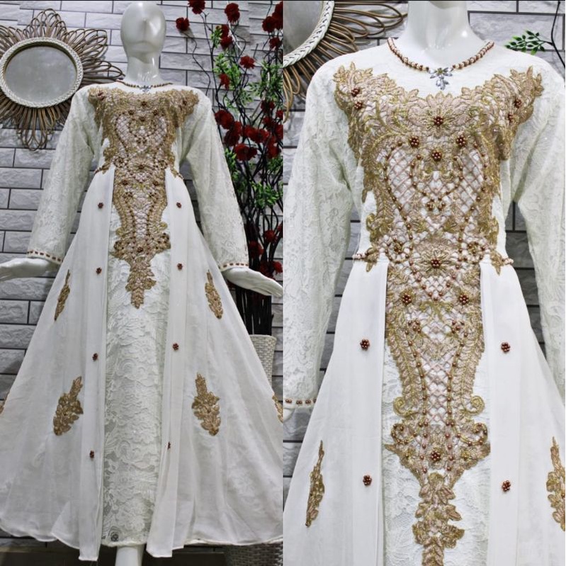 gamis pesta brokat terbaru / gamis mewah modern / gamis cantik Busui / gamis pesta jumbo / gamis