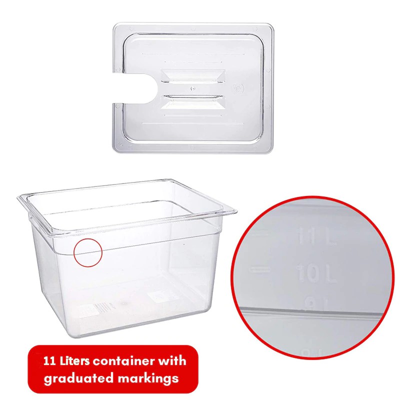 BioloMix Sous Vide Accessories, Container + Cover + Rack 11Litres