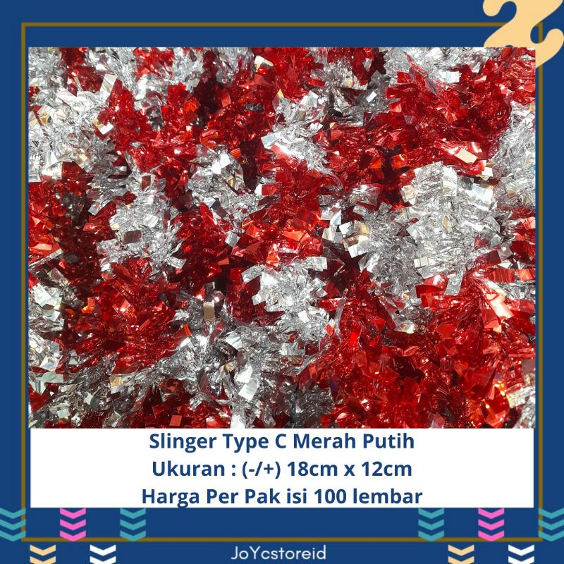 Rumbai Slinger Metalik 2 Warna| Slinger Agustusan | Dekorasi / Backdrop /Hiasan agustusan | Dekorasi