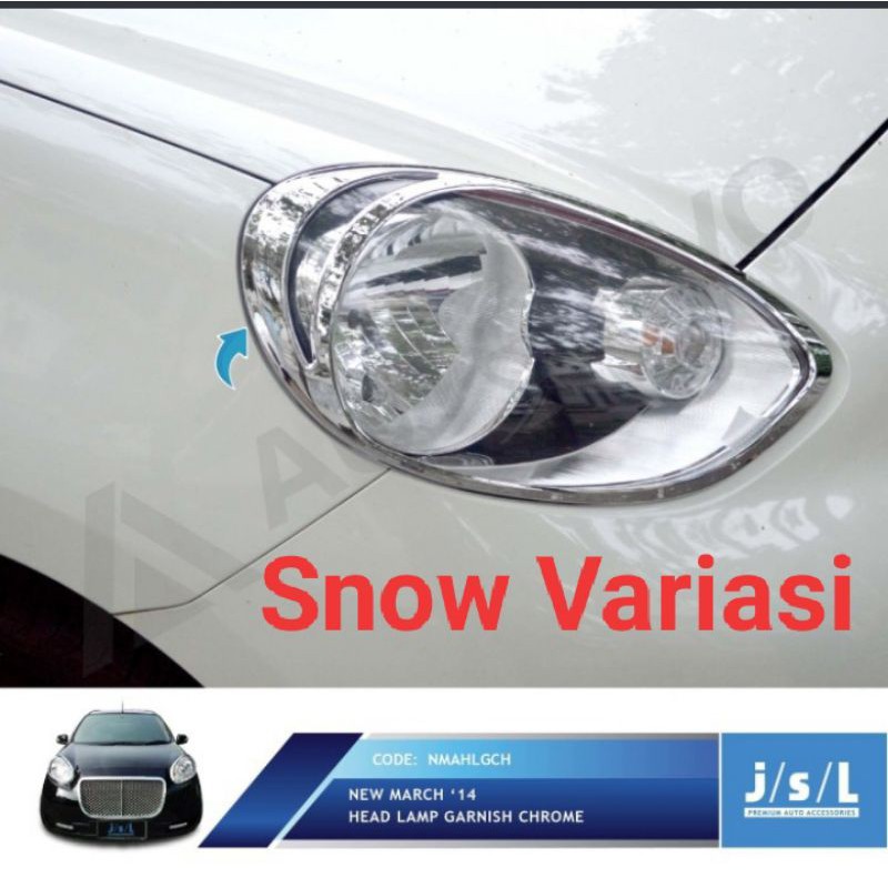 Garnish Lampu Depan Nissan New March 2014 Up Chrome