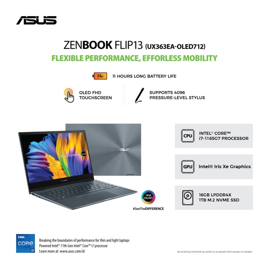 ASUS ZENBOOK FLIP UX363EA-OLED712 I7-1165G7 16GB/1TB SSD WIN 11