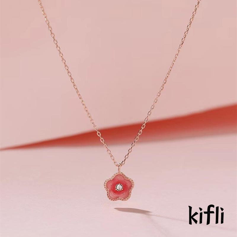 Kalung Rantai Klavikula Desain Peach Blossom Untuk Wanita