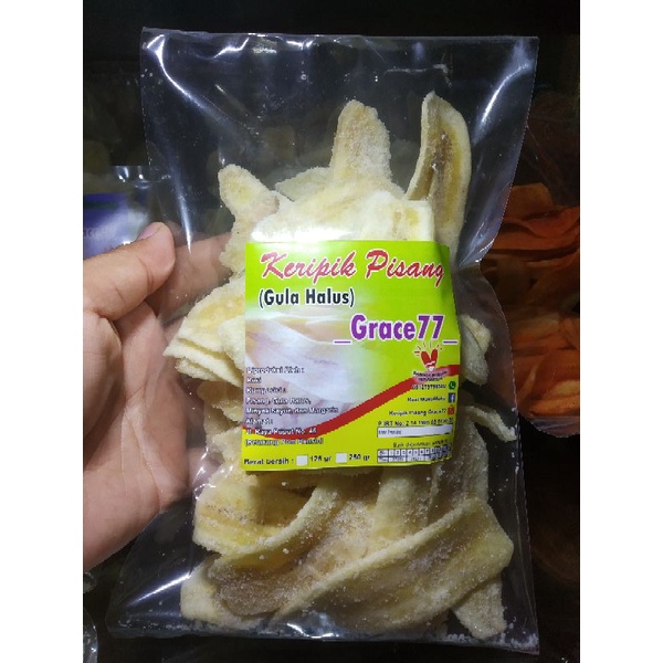 

Keripik Pisang Grace77 rasa Gula Halus 115gram camilan sehat enak renyah snack