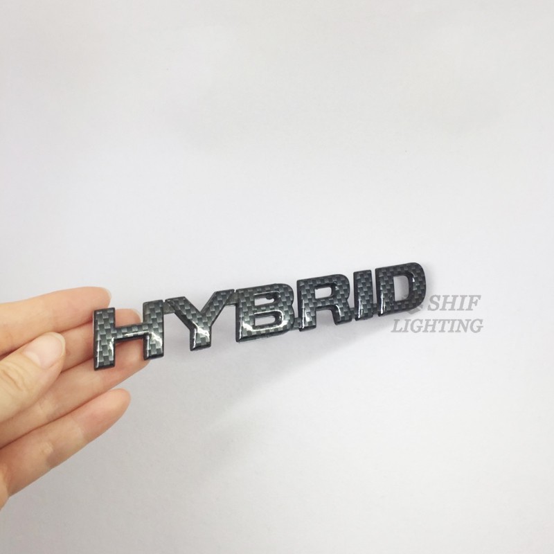 1Pc Stiker Emblem / Badge Logo HYBRID Bahan Karbon Fiber Untuk Samping / Belakang Mobil TOYOTA