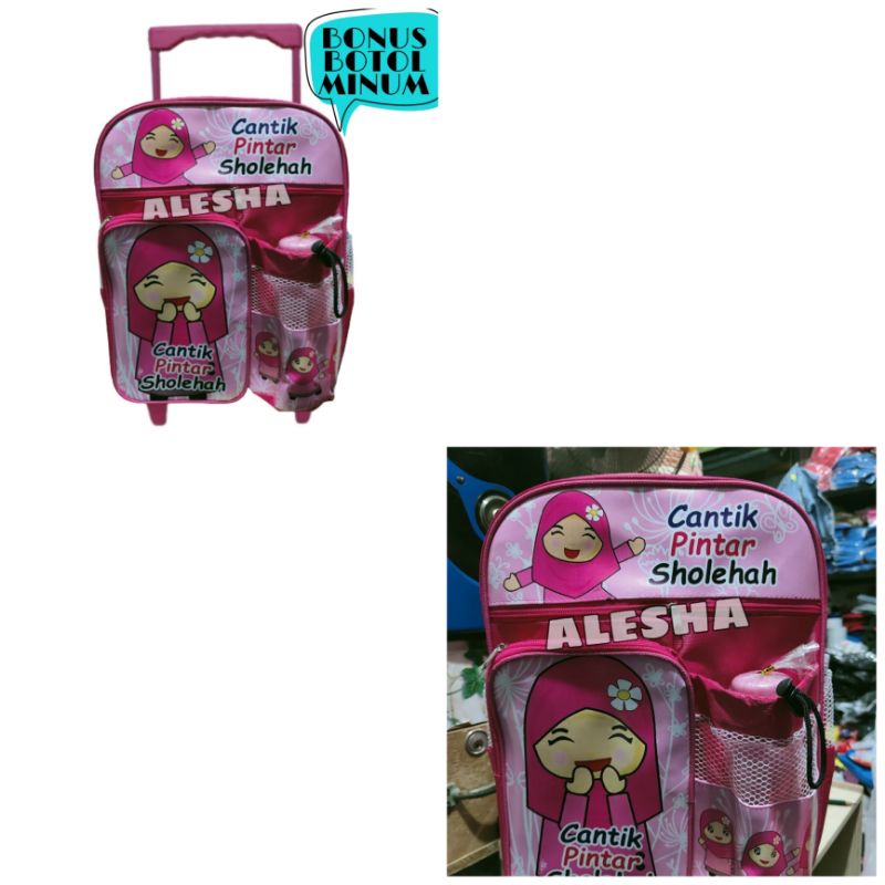 Tas Ransel Sekolah Paud - TK Anak Perempuan Gambar Kartun Free Botol Minum COD