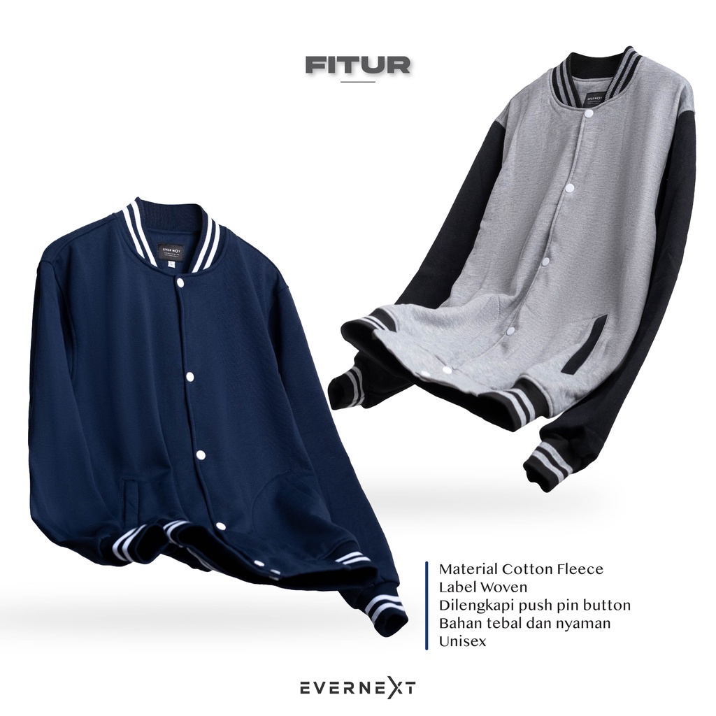 Jaket Baseball Varsity Fleece Tebal Adem Lembut - Jaket Varsity Baseball - Jaket Varsiti - Varsity Jacket Daily Outfit Jaket Harian Original