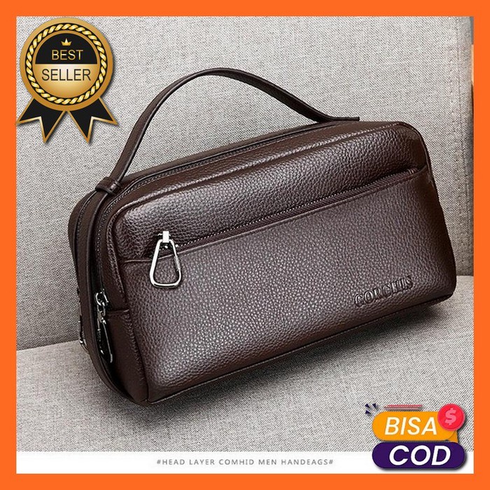 Handbag Pria Black Clutch Pria Motif Kulit Buaya 88100-11Vlc Tas Tangan Pria Handbag Tas Genggam Pri