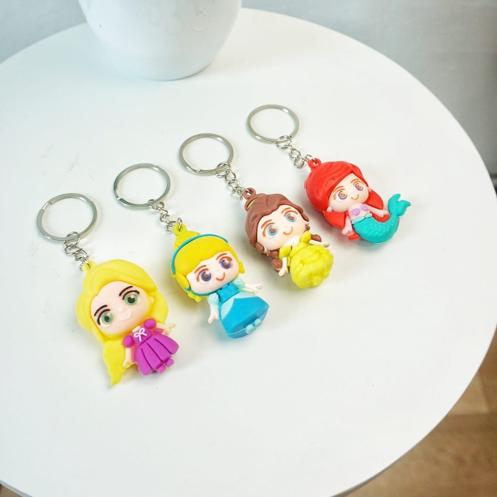 GANTUNGAN KUNCI PRINCESS ARIEL BELLE CINDERELLA RAPUNZEL LUCU KEY CHAIN KEY RING