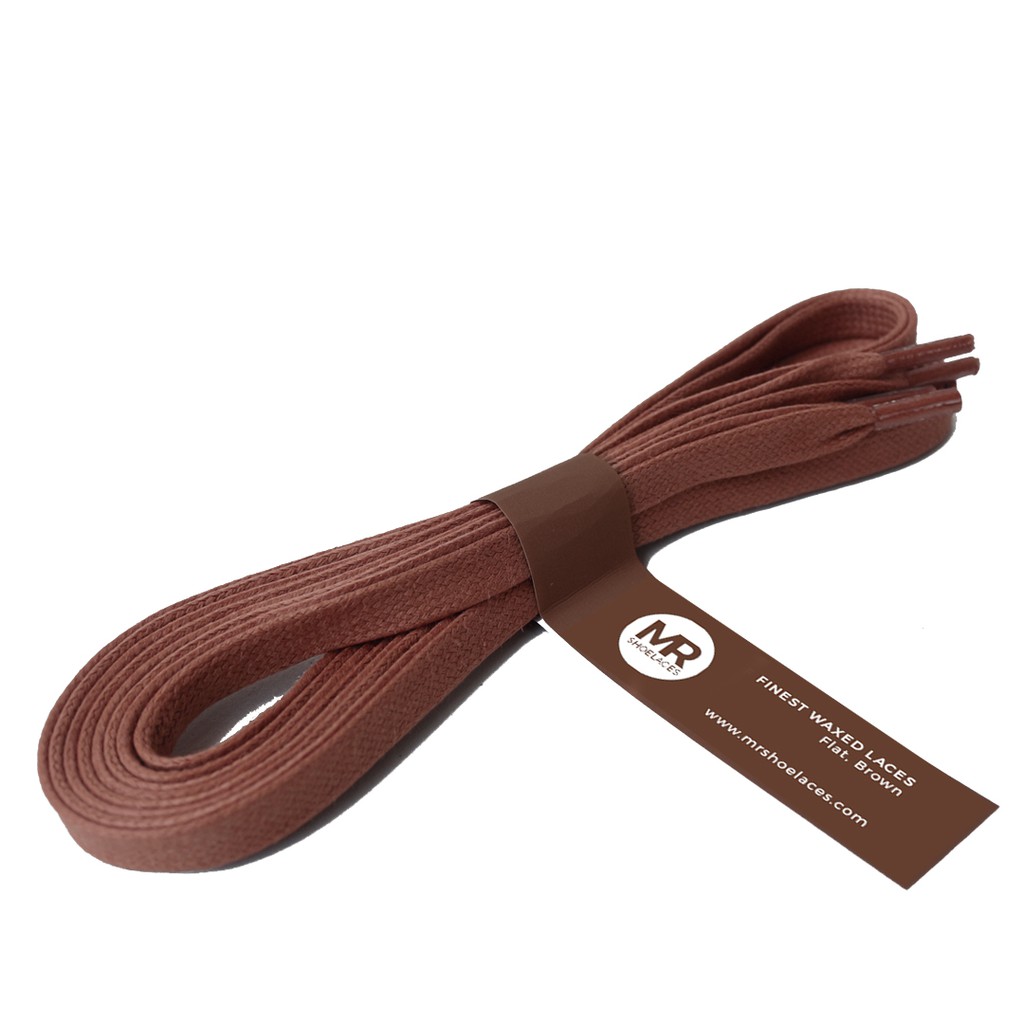 MR Shoelaces FT03 Brown (Coklat) - Tali Sepatu Lilin Gepeng FLAT 6-7mm 90cm 100cm 120cm 150cm 200cm