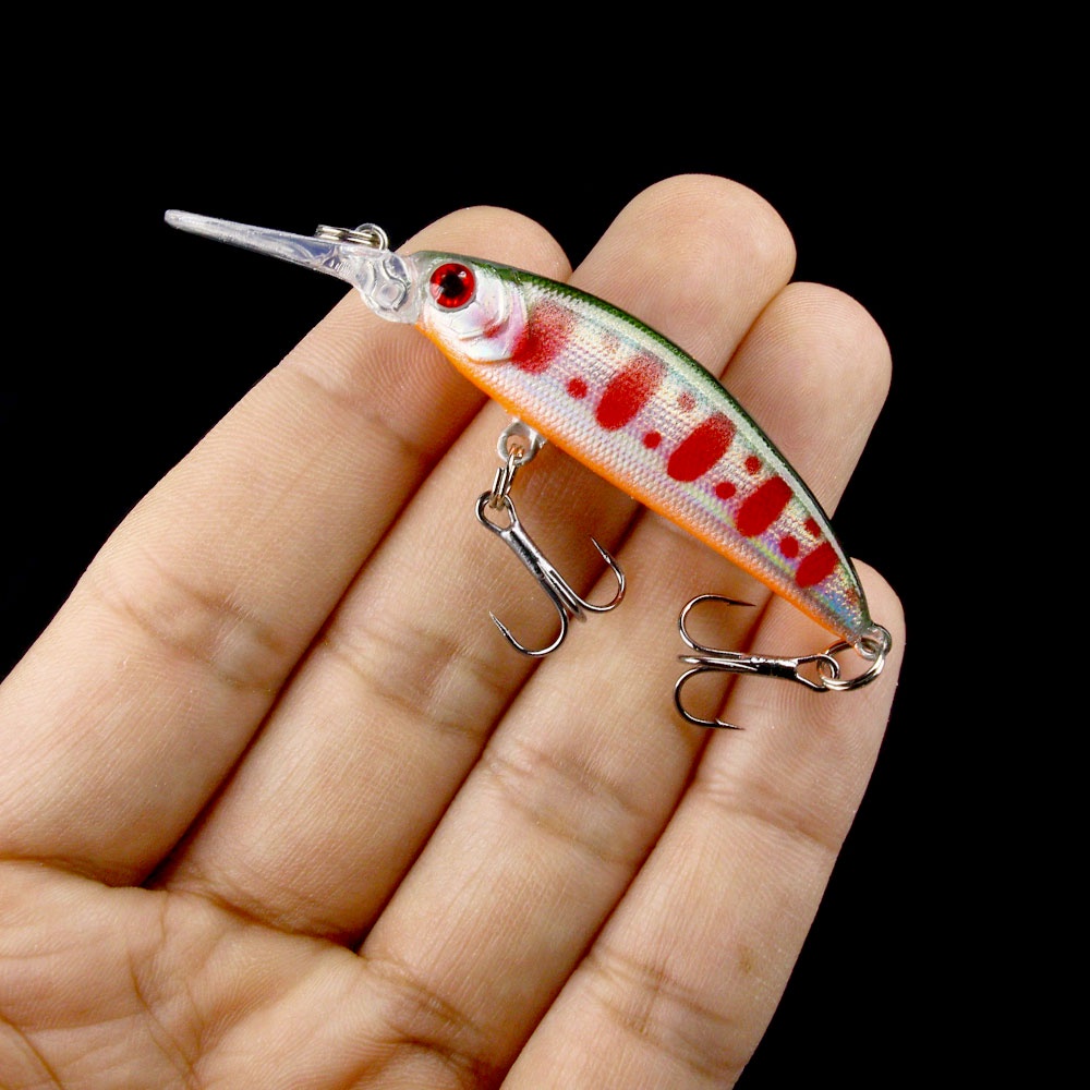 Hengjia 1pcs Sinking Fishing Lure Umpan Pancing Minnow Tiruan Bentuk Ikan Bermata 3D Eyes Hard Plastic Bait Keras 7cm / 6g