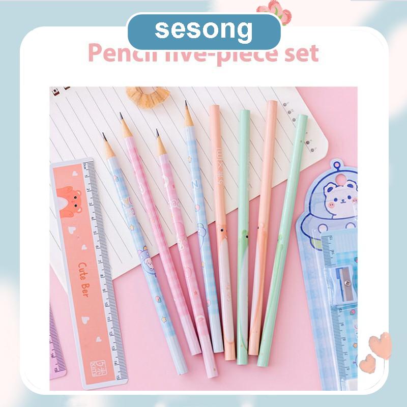 

1 Juni Hadiah Liburan Set Alat Tulis Kartun Siswa Lima potong Rautan Penghapus Pensil SS