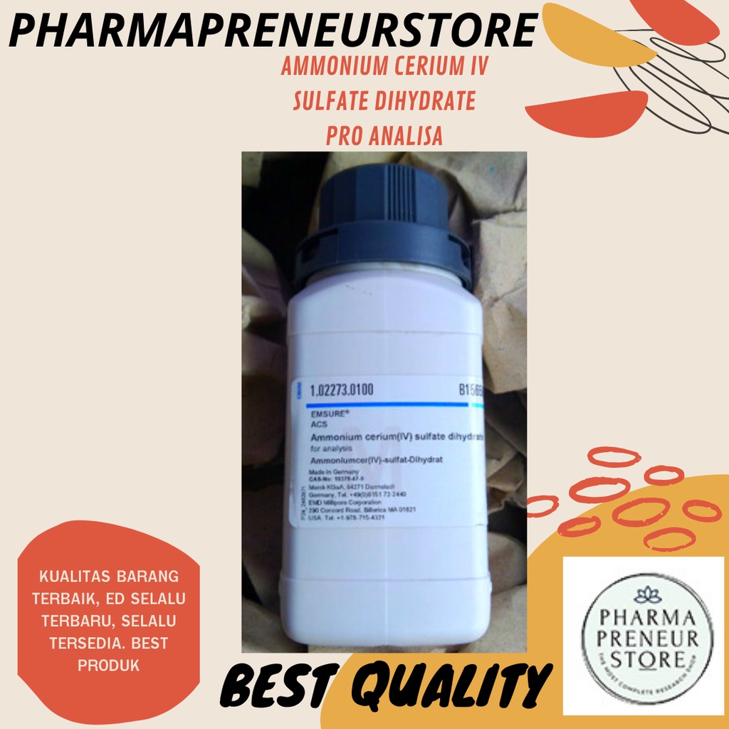 AMMONIUM CERIUM IV SULFATE DIHYDRATE PRO ANALISA PER GRAM KEMASAN MERCK BEST QUALITY