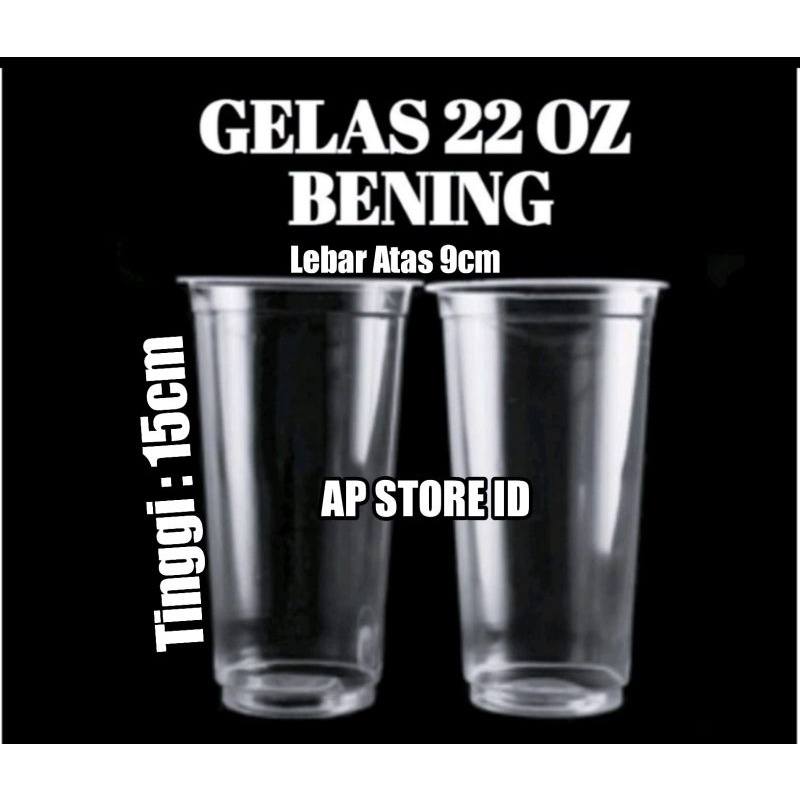 isi 50pcs Gelas Plastik 22oz / Bahan Pp Tebal 22oz