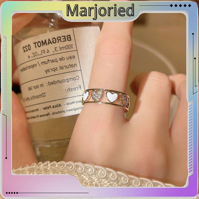 Cincin Ringan Mewah Hollow Keluar Berlian Imitasi Cinta Chic Advanced Adjustable Cincin Wanita-MJD