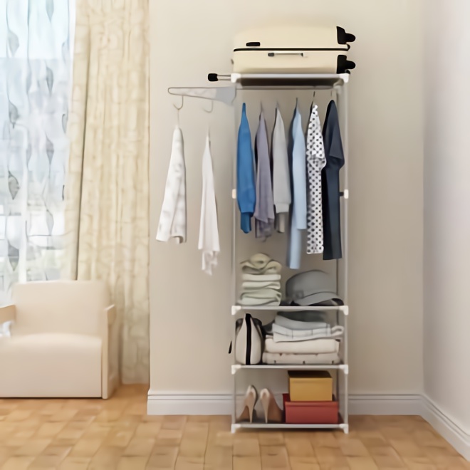 RAK BAJU GANTUNG SERBAGUNA TANPA COVER LEMARI PORTABLE