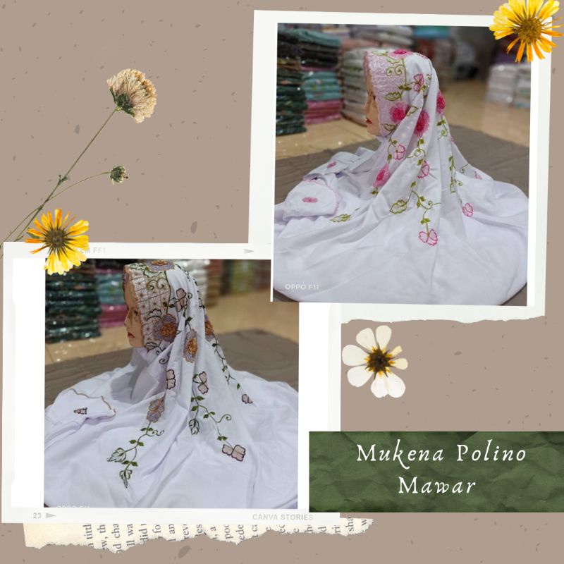 Mukena Terusan Polino Putih Bordir Warna/Mukena langsungan