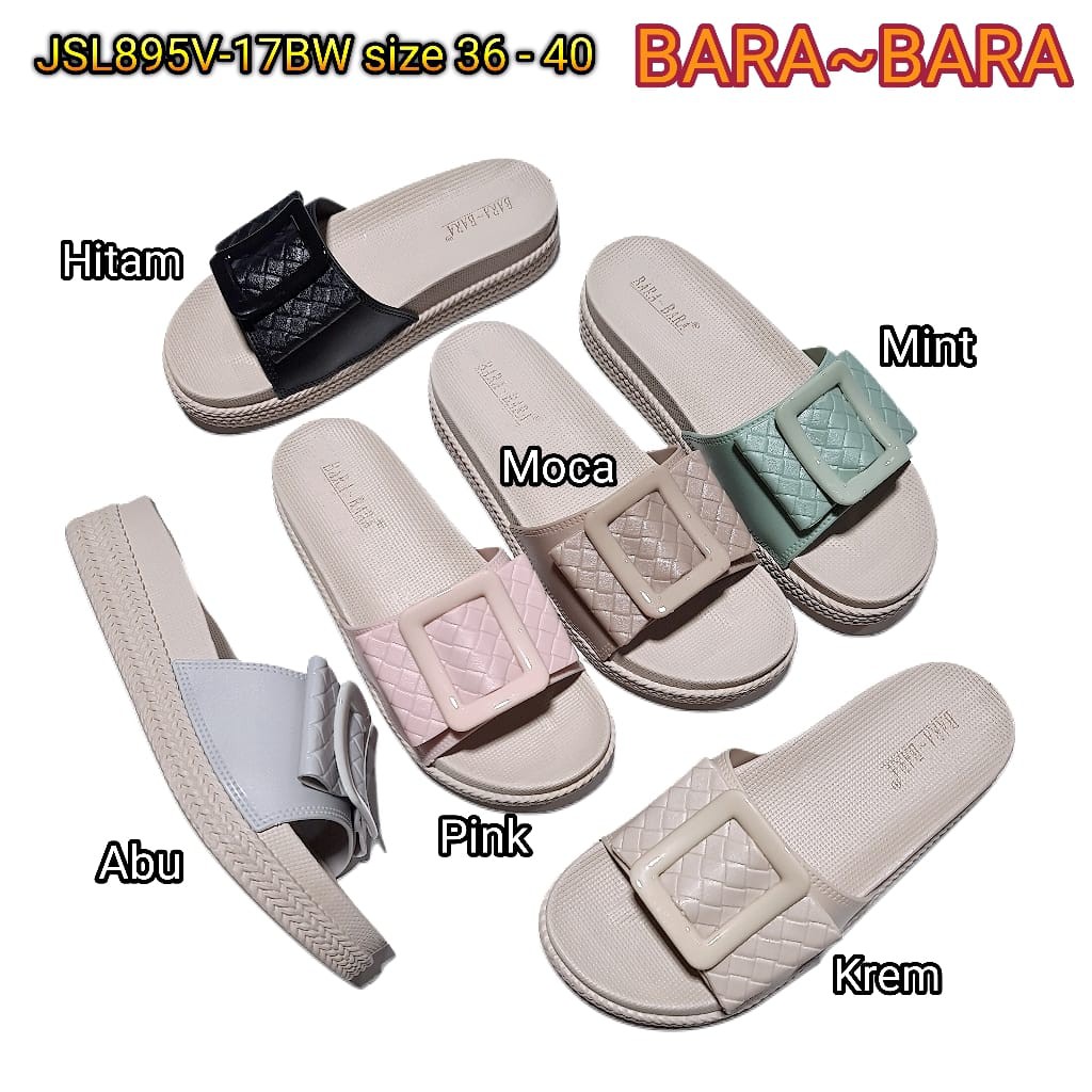 BARA BARA ORIGINAL jelly sandal karet empuk murah wanita selop import barabara cewek JSL895V-17BW