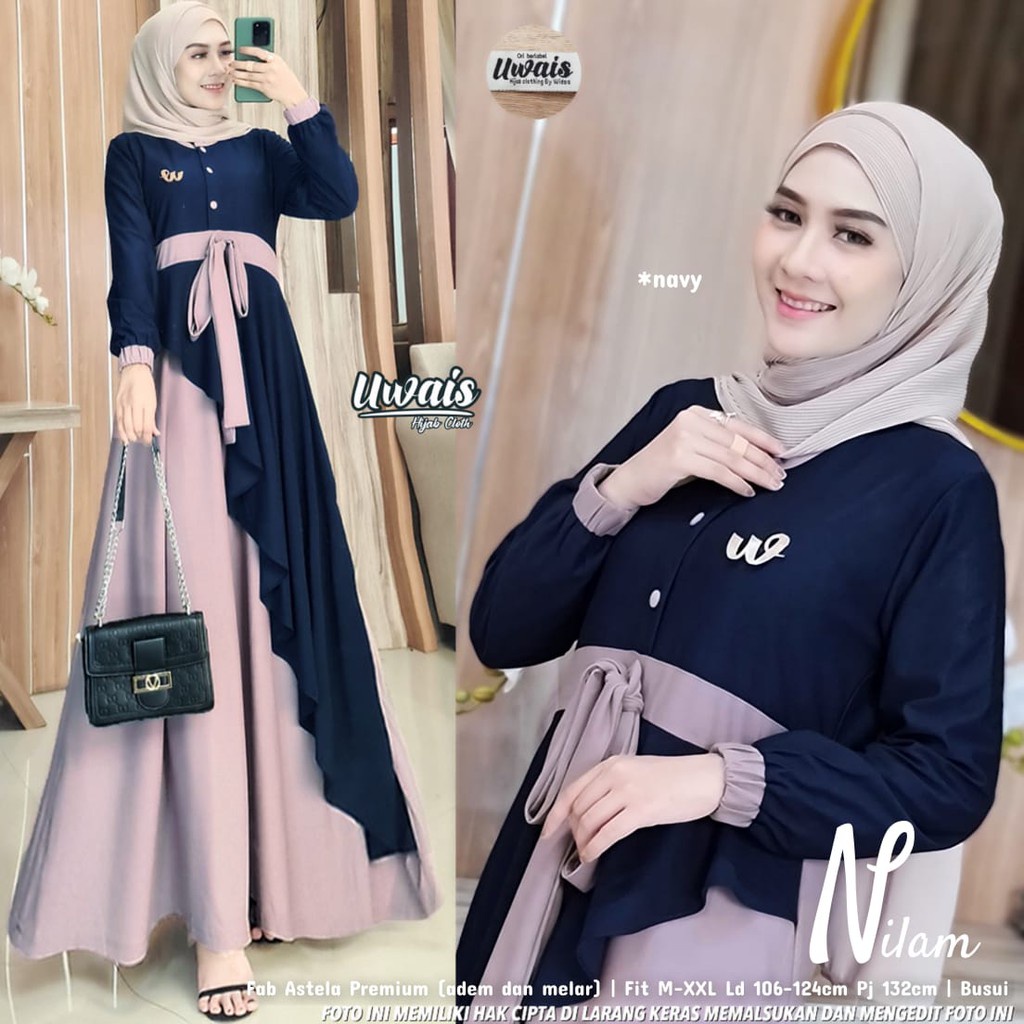 [COD] Hashiva Gamis Dewasa Busui Nilam Dress Maxy Gamis Jumbo Dress Terbaru