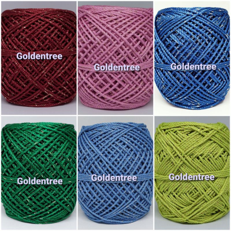 GoldenTree Benang Rajut Polyester Glitter Warna Konsisten 100gram