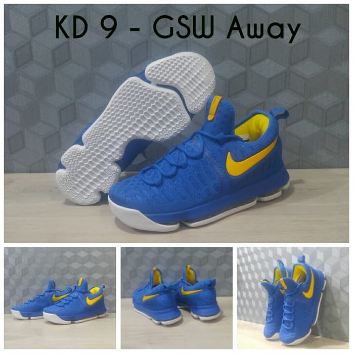 Sepatu Basket KD 9 GSW Away  Blue White Yellow