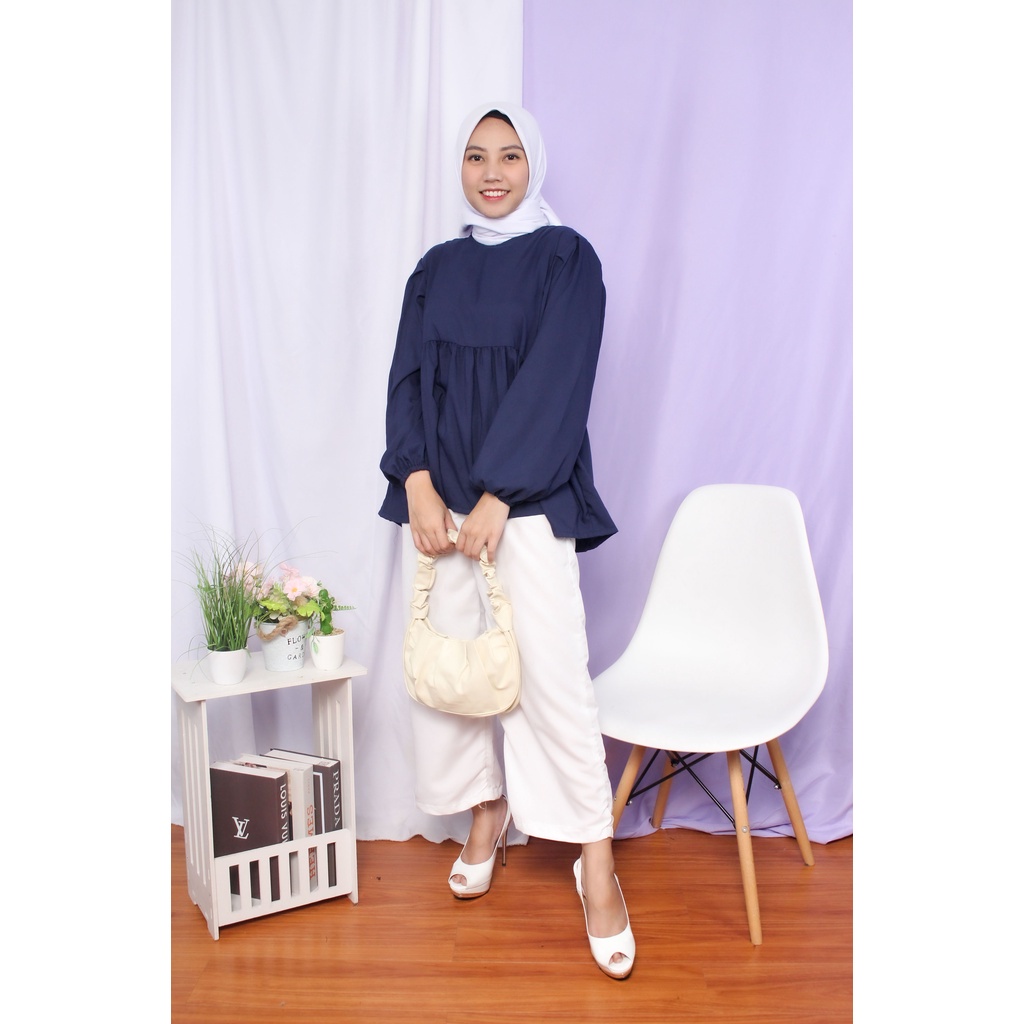 BEFAST - ZRX OOTD Wanita Blouse HAFERD / Cloudy Blouse / Blouse Lengan Balon Panjang / Atasan Wanita Remaja Kekiniaan / Blouse Banyak Warna / OOTD Wanita Hijab / Terbaru 2022 / Terlaris / Termurah