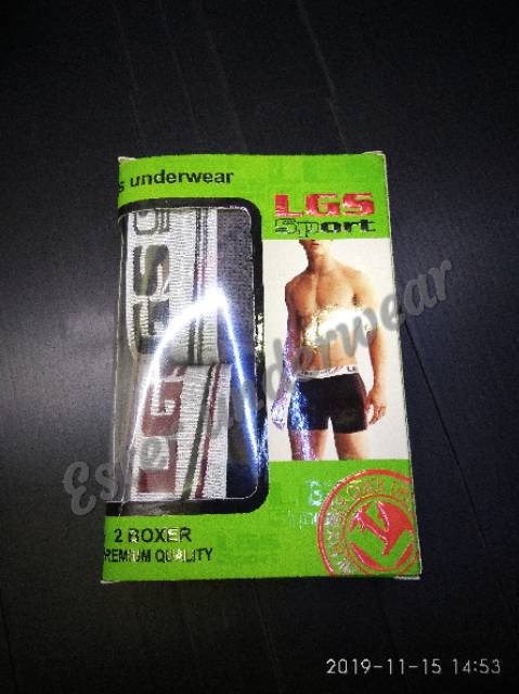 CELANA BOXER LGS 672 ISI 2 PCS BAHAN MICROFIBER RINGAN CEPAT KERING