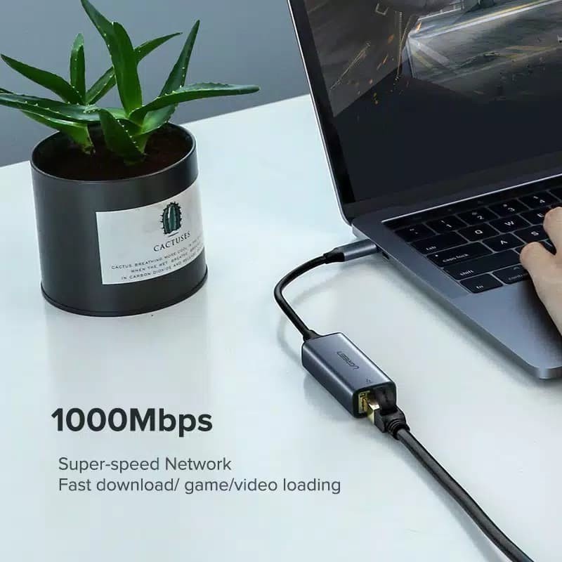 UGREEN Kabel Adaptor Adapter Converter USB Type C To Ethernet RJ45 LAN Internet Komputer Laptop 50737