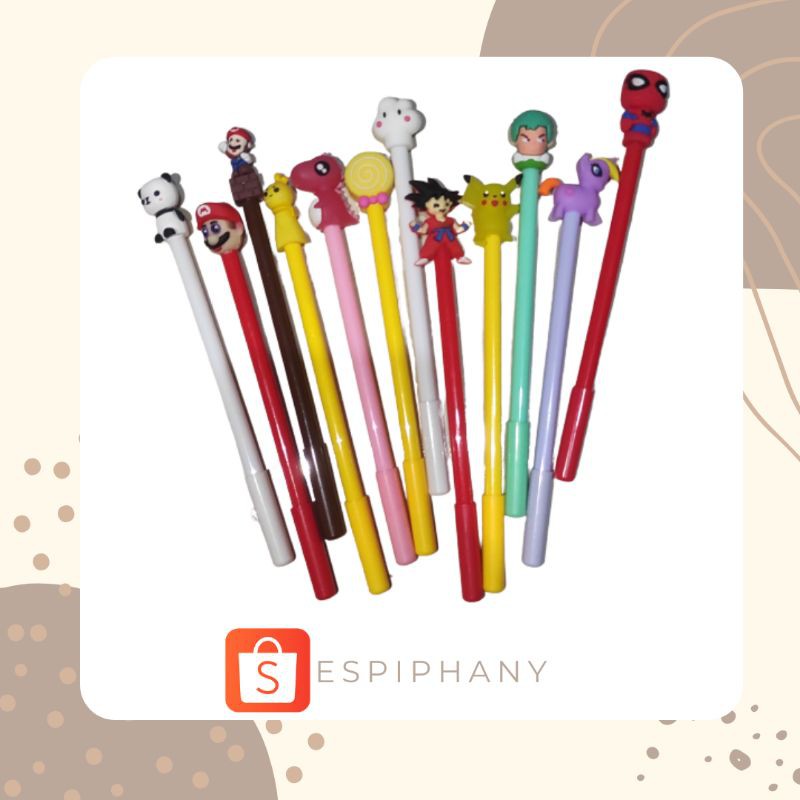 

WAJIB PACKING Pulpen Gel Karakter RANDOM kartun we bare bear unicorn doraemon batman hello kitty