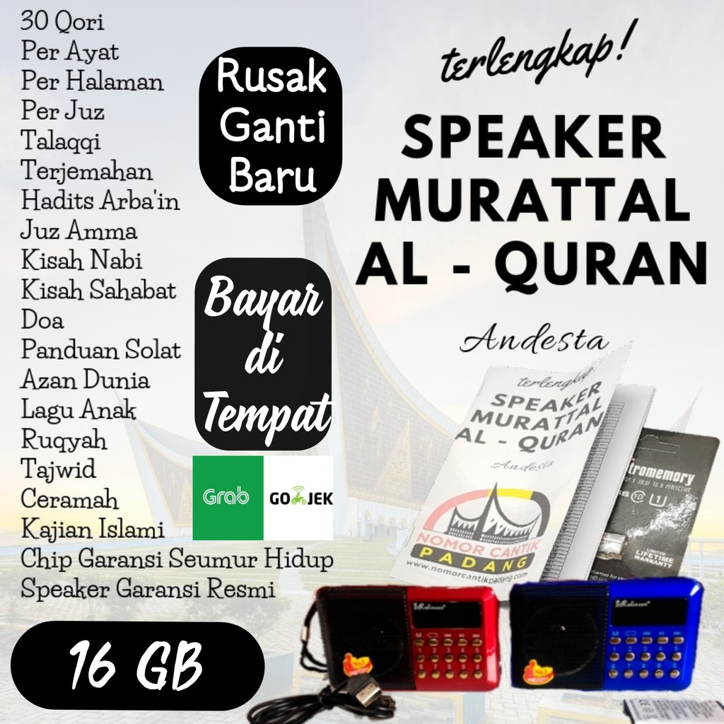 Chip 16 gb + Murottal Chip Speaker Murottal Al Quran Rolinson 4013 Murajaah Speaker Hafalan alquran