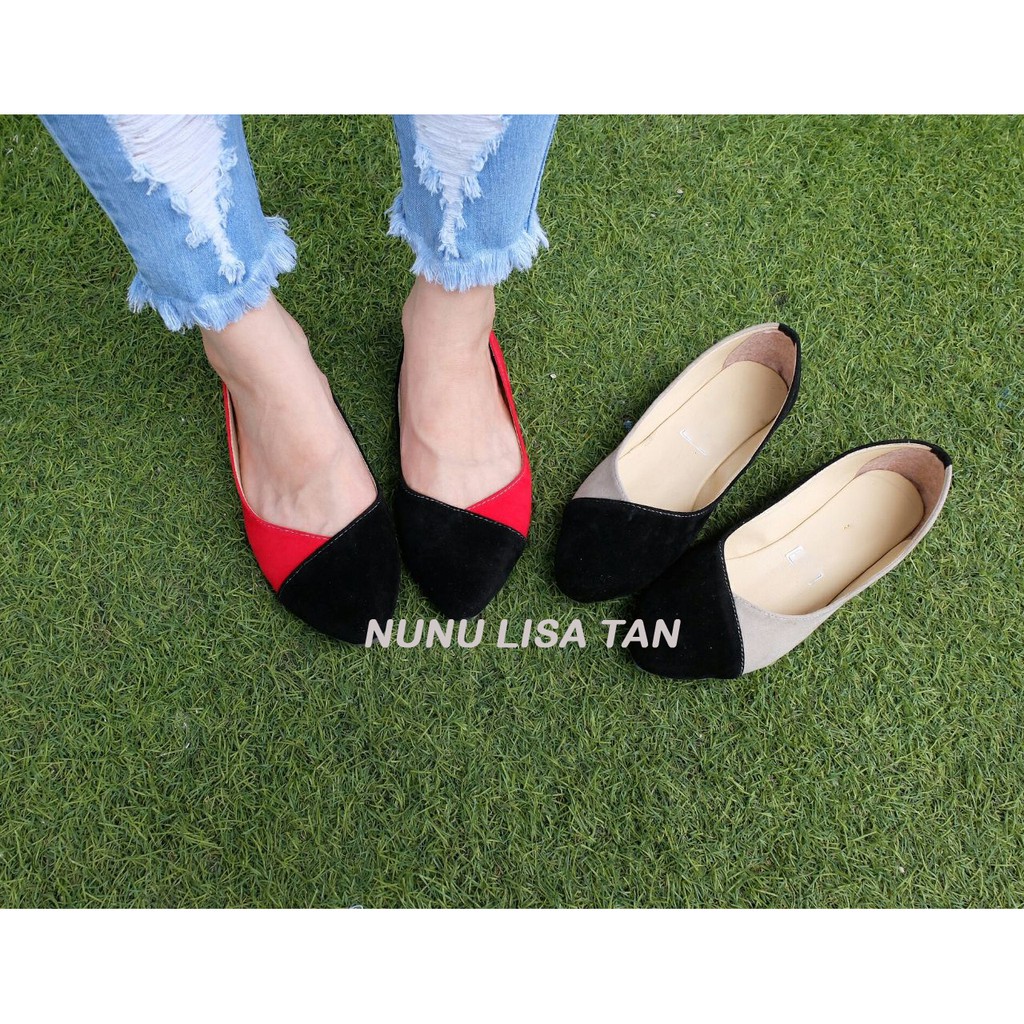 NunuLisaTan - Termurah Real Pic Flat shoes Wanita teplek balet casual