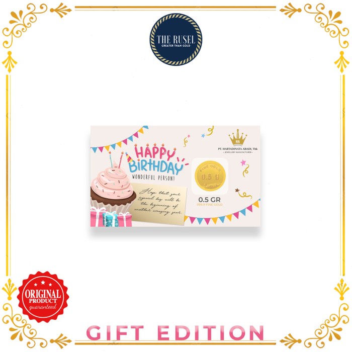 Emas Mungil (gift edition) - Logam Mulia LM Happy Birthday 0,5gram