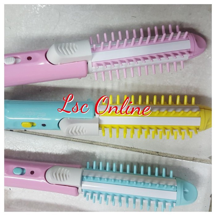 Alat Catokan Ladystar mini Ls 013 2 in1 Keriting Curly Blow Lurus Sisir Murah Ori