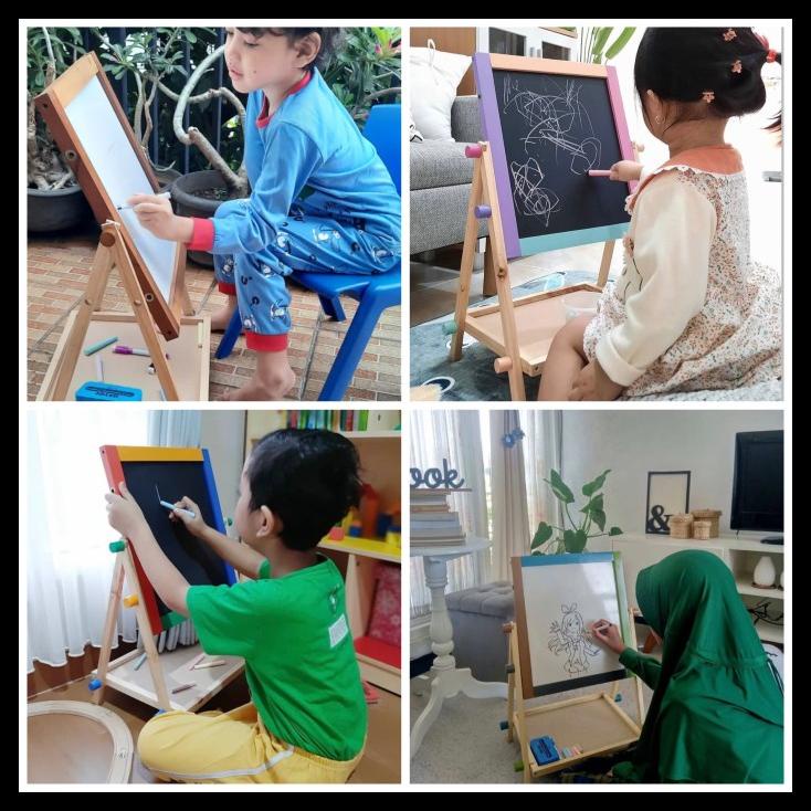 

TERBARUU!! MenKay 2 in 1 Drawing Board | Papan Tulis Anak Dapat Kapur & Spidol TERBARU