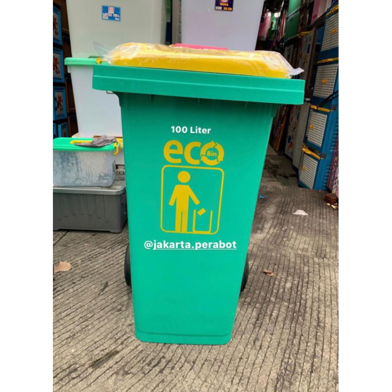 ATARI GREEN LEAF - Tempat Sampah Roda 100 120 240 Liter ECO Dustbin / Tempat Sampah Dorong / Tempat Sampah Roda Besar / Tempat Wadah Tong Sampah Roda 100 120 240 Liter Green Leaf