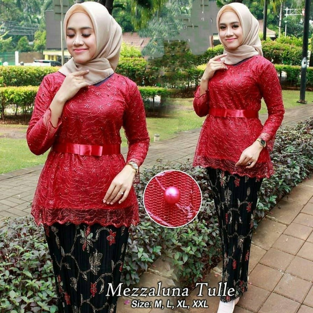 DRESS KEBAYA MEZZALUNA - SET KEBAYA TULLE MUTIARA - KEBAYA MODERN TERBARU - BAJU WANITA - PAKAIAN