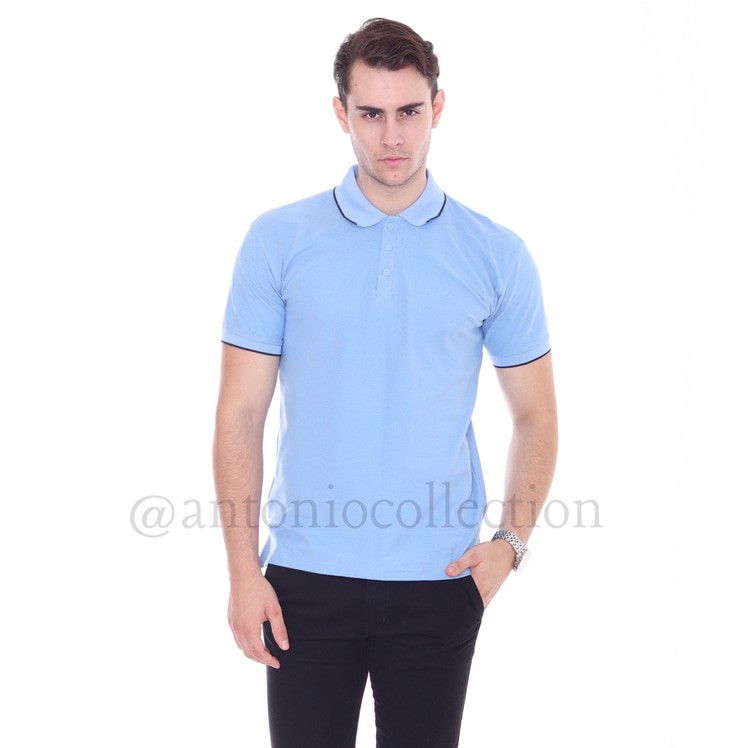 Kekinian Kaos Polo Shirt / Kaos Kerah / Poloshirt Lacoste Biru Langit