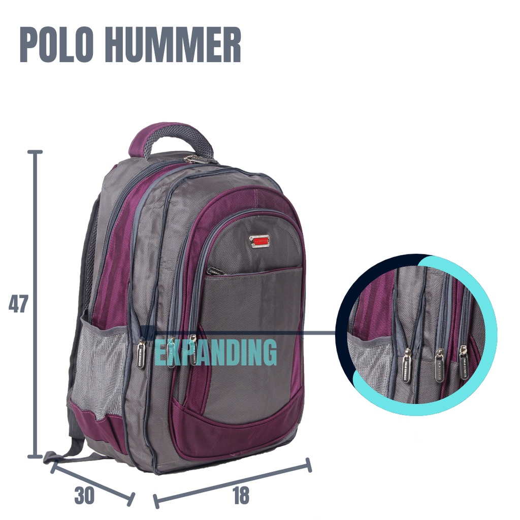 Tas Ransel Expanding Banyak Warna + RAIN COVER - POLO HUMMER 70001