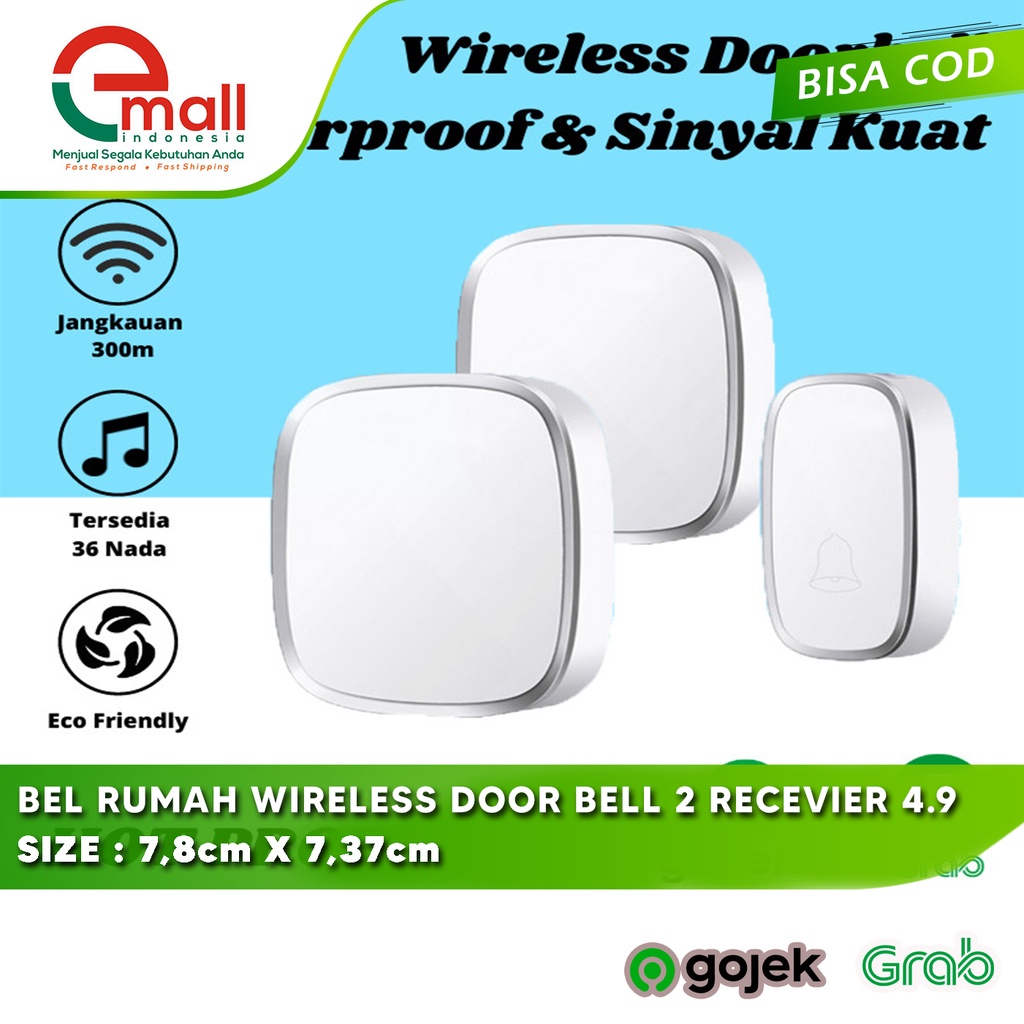 Jual Bel Rumah Wireless Door Bell Waterproof Pintu 2 Receiver 4.9 ...