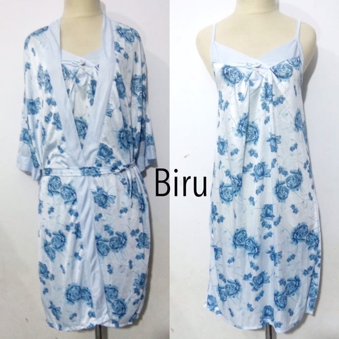 piyama baju tidur kimono dewasa wanita satin 2in1 sexy cantik
