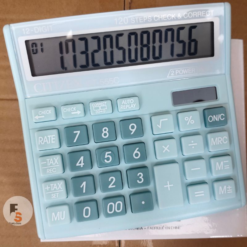 

tyvf Kalkulator Calculator Dagang Citizen Office Kantor 12 Dit Ukuran Sedang Fitur Cek Chek Ulang Ct