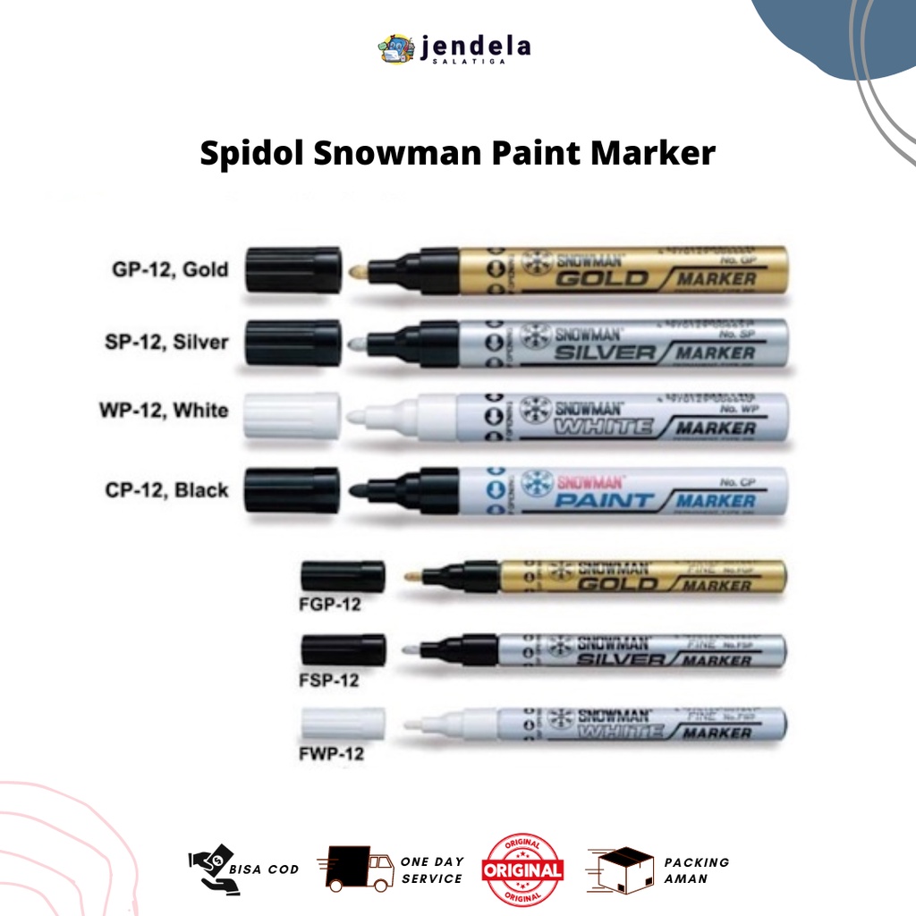 

Spidol Putih, Emas, Silver - Spidol Snowman Paint Marker Tinta Permanent - ATK