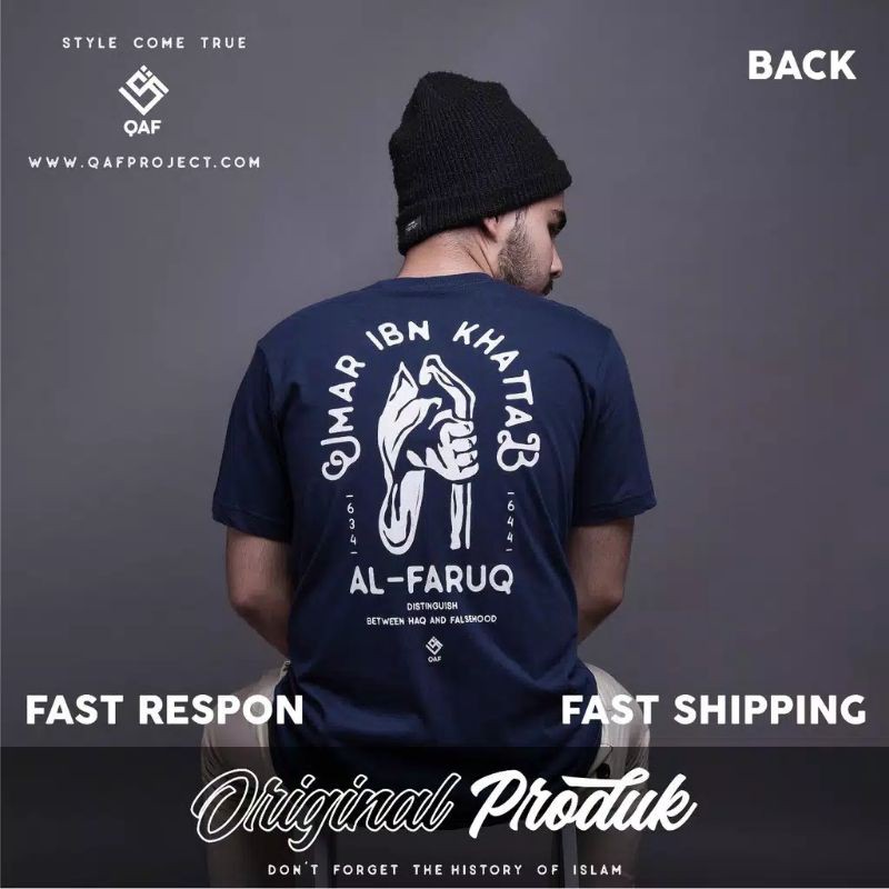Qaf Moeslem Apparel Kaos Dakwah Muslim Lengan Pendek Pakaian Pria Baju Distro Islam Original Alfaruq