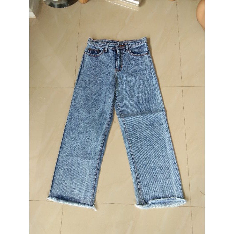 #TERMURAH#JEANS KULOT WANITA  SNOW BLACK&SNOW BLUE-2