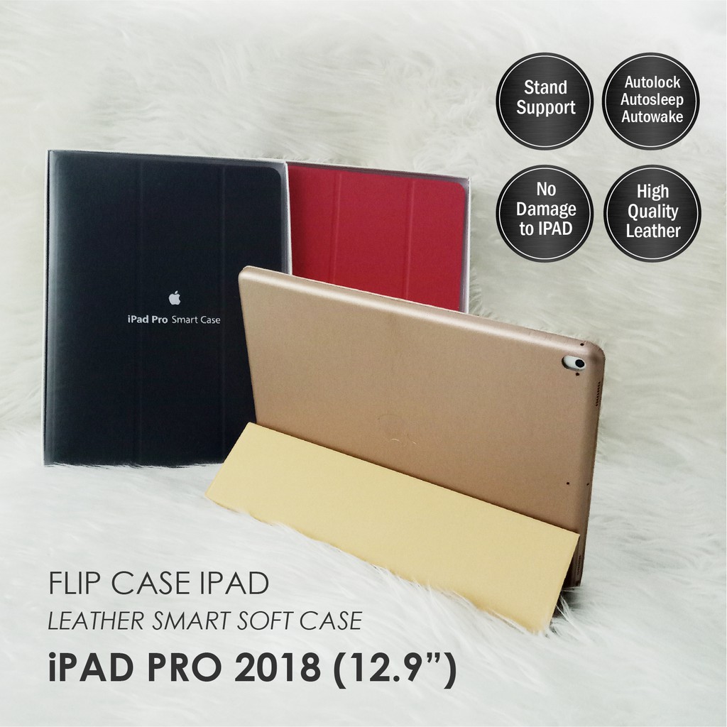 CASE IPAD PRO 12.9 INCH 2018 ORIGINAL LEATHER CASING STAND SOFT COVER CASE KULIT PACKING IMPORT