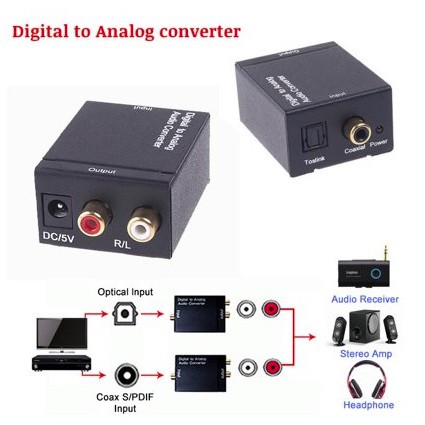 Konverter Audio Digital to Analog Coaxial Optical to Analog AV RCA