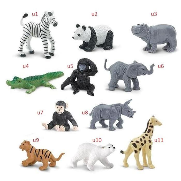 Miniatur Hewan Gurun 5 Panda Kuda Nil Zebra Gajah Banteng Orang